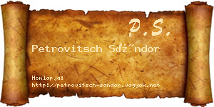 Petrovitsch Sándor névjegykártya
